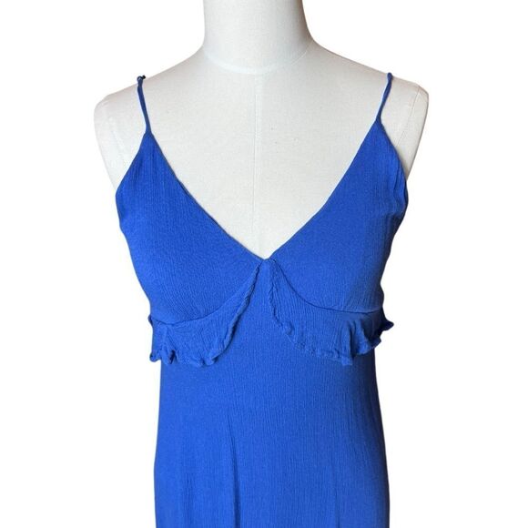 Lulus Island time Blue Ruffled Midi Dress Size Large - Picture 5 of 10
